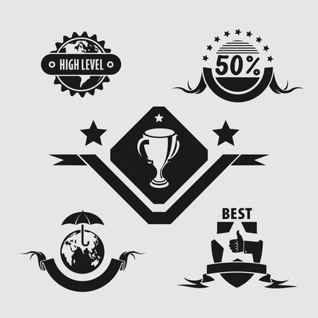 Five different emblems for the organizations and activitiesのイラスト素材