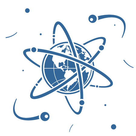 Symbol of planet earth in space and its satellitesのイラスト素材