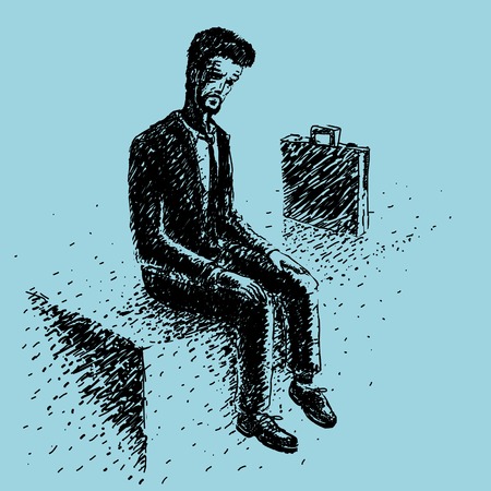 Drawing on the graphics tablet on the crisis in human lifeのイラスト素材