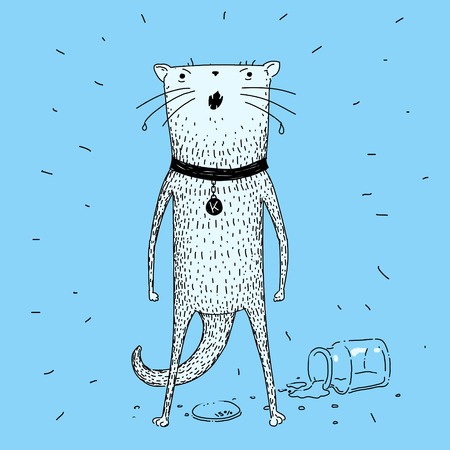 Painted Doodle unhappy cat  He spoiled product のイラスト素材