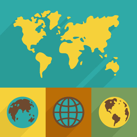 Flat planet symbol set with rounded cornersのイラスト素材