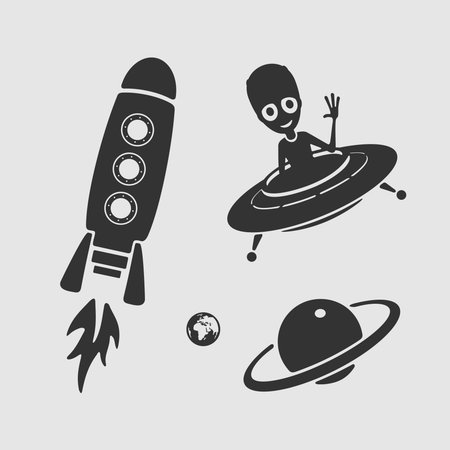 Ufo space character set for children skinのイラスト素材