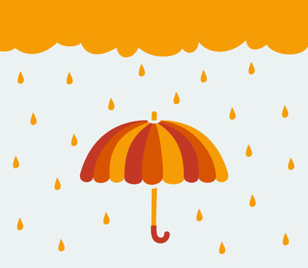 Doodle symbol umbrella and rain のイラスト素材