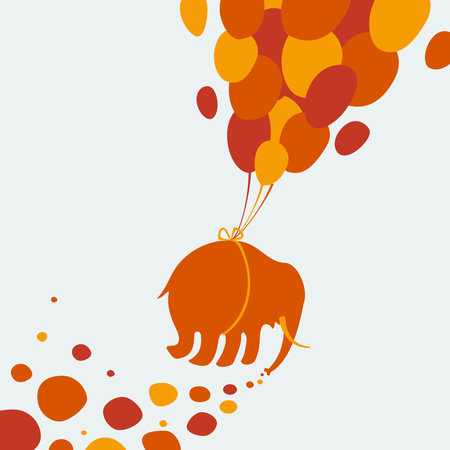 Symbol elephant flying through the sky  のイラスト素材