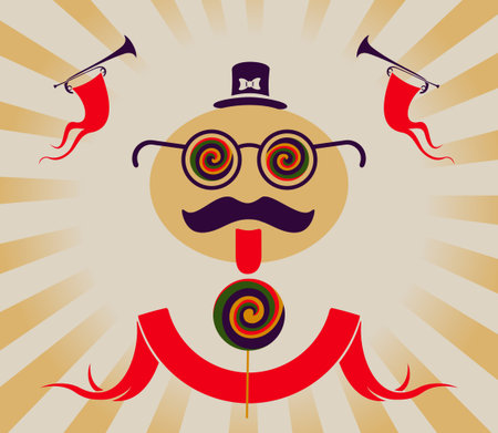 Funniest character eats candy and enjoysのイラスト素材