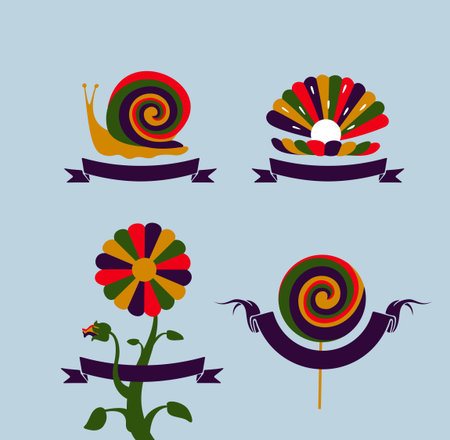 Set of bright emblems for universal projectsのイラスト素材