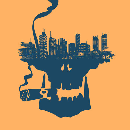 Symbol Skull and city のイラスト素材