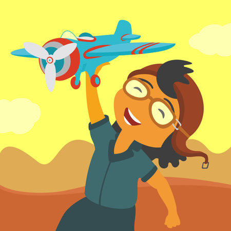 Child playing airplaneのイラスト素材