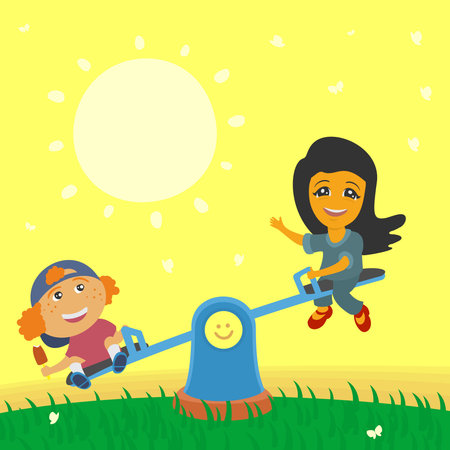 Children Swinging on Swings のイラスト素材