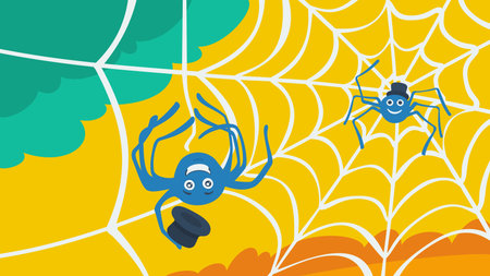 Character spider and cobweb eps 8 file formatのイラスト素材