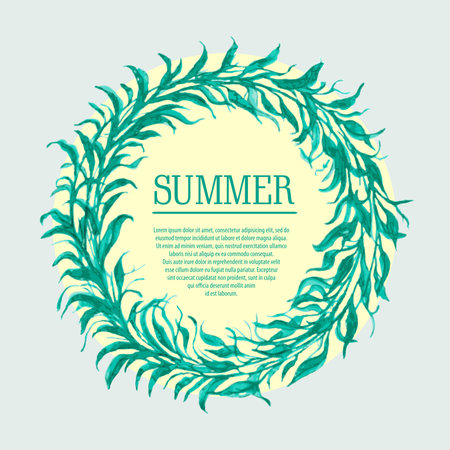 Watercolor Background Plant Wreathのイラスト素材