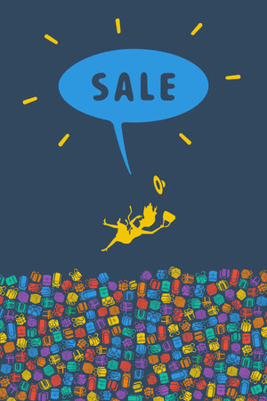 Girl and Big saleのイラスト素材