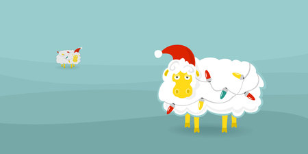 Christmas card sheep eps 8 file formatのイラスト素材