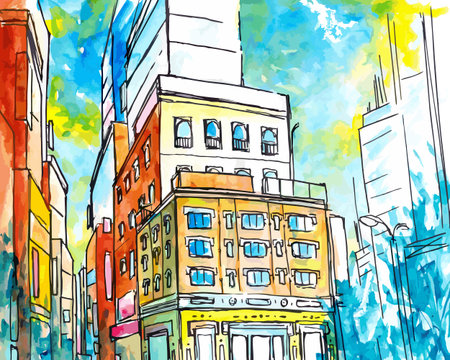 Vector Drawing City eps 8 file formatのイラスト素材
