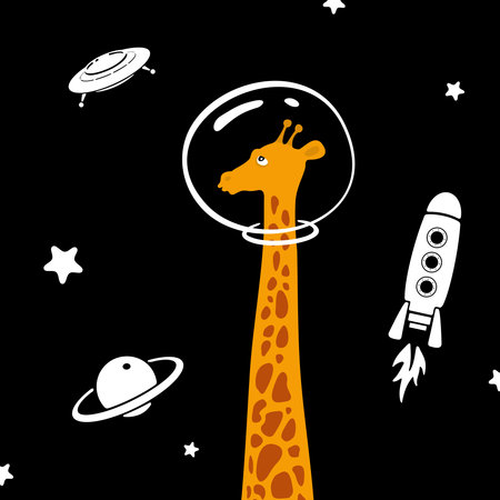Vector Giraffe In Space eps 8 File Formatのイラスト素材
