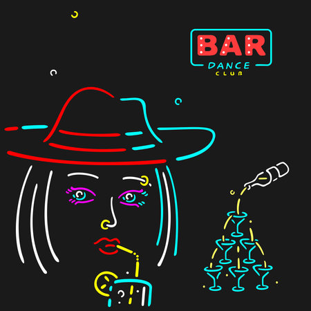 Vector Girl in The Bar file formatのイラスト素材