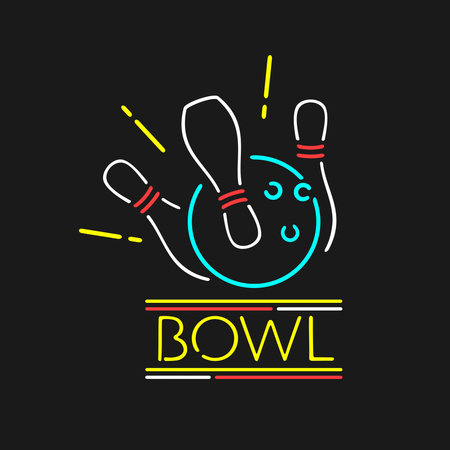 Neon Symbol Bowling Centerのイラスト素材
