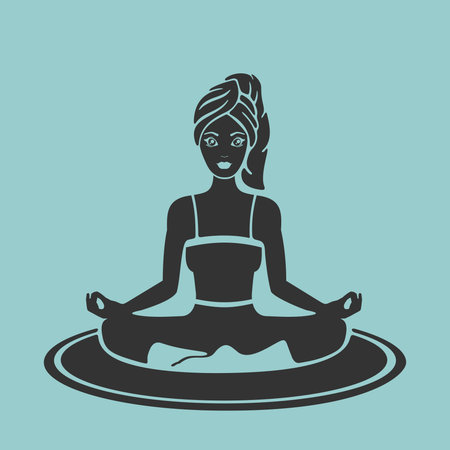 Symbol Girl Yoga lotus poseのイラスト素材