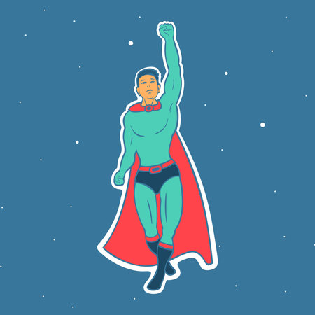 Fly Hero Man illustrationのイラスト素材