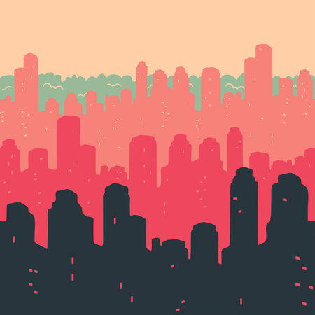 Illustration Seamless Pattern The City Buildingsのイラスト素材