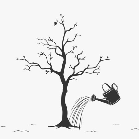 Watering can water the trees.のイラスト素材