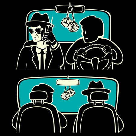 The driver and passenger in the car vector illustrationのイラスト素材