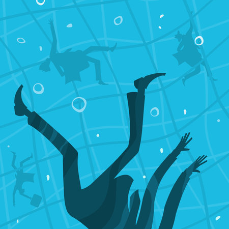 Business People drown in the water vector illustrationのイラスト素材