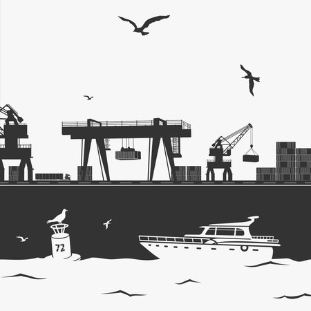 Vector Illustration Commercial Sea Port eps 8 file formatのイラスト素材