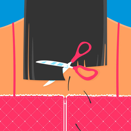 Scissors cut hair Back Girls. Vector Illustrationのイラスト素材