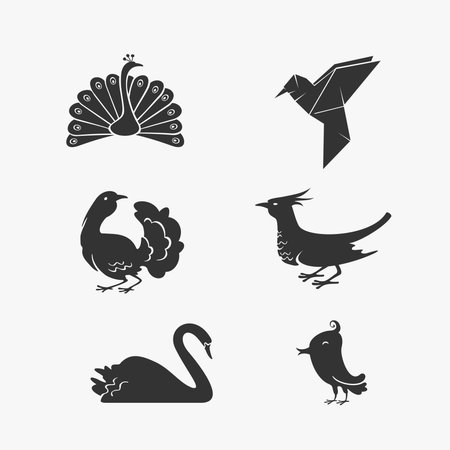 Vector Set of Bird Symbols eps 8 file formatのイラスト素材