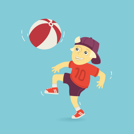 Boy Playing Ball Vector Illustration  file formatのイラスト素材
