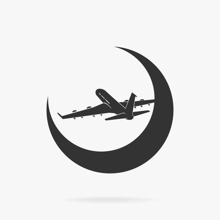 Vector Illustration Symbol Passenger Airplane In Skyのイラスト素材