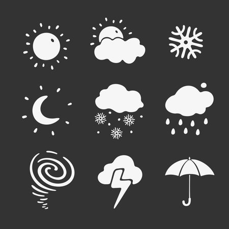 Vector Illustration Set of Symbols Weather Forecastの写真素材