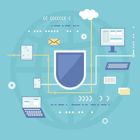 Vector Illustration Protection of Digital Data Conceptのイラスト素材