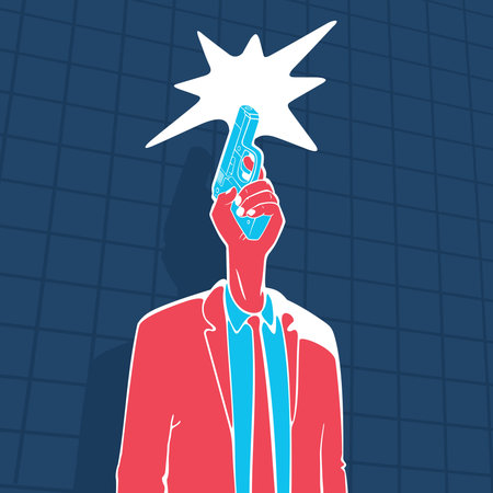 Vector Illustration The Male Head Gun Conceptの写真素材