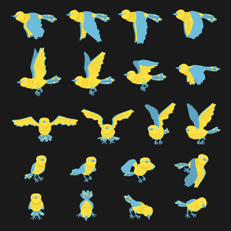Illustration Vector Set Frame Animation Carton Birdの写真素材