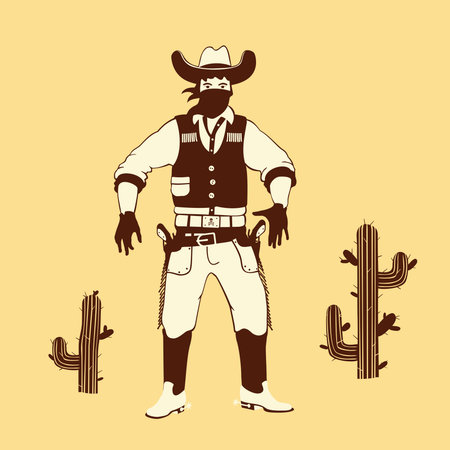 Vector Illustration The Cartoon Style Cowboy Shooterの写真素材