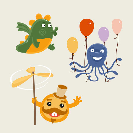 Illustration Vector Set of Fun Charactersのイラスト素材