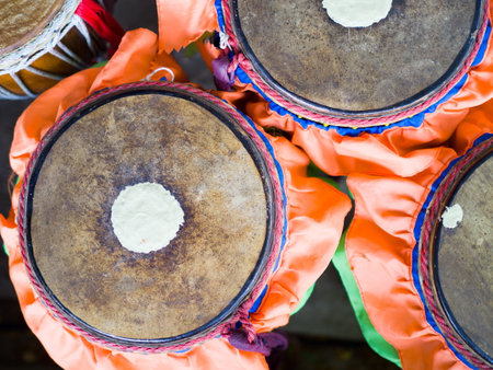 Thai traditional tom tom drums music instrument