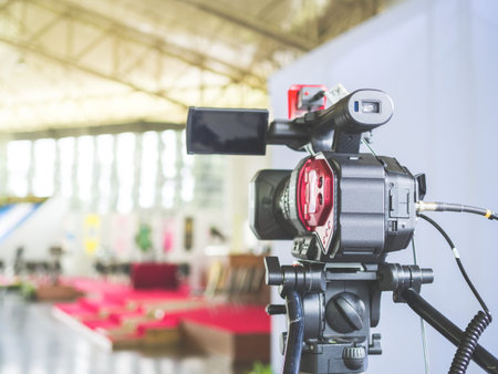 4K digital video camera, Preparing for record and broadcast a live eventの写真素材