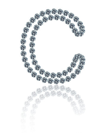 The alphabet "C" made from many the white diamond.の写真素材