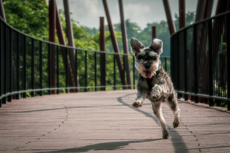 Happy dog runningの写真素材