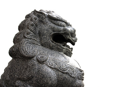 Lion stone is believed to bring luck の写真素材