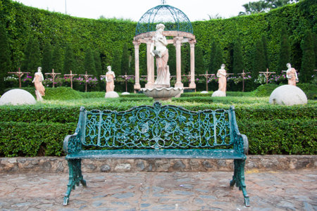 Steel chair in the park  Background decorated with European style の写真素材