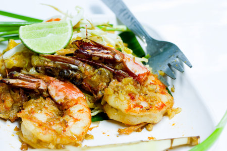 Thailand Food fried noodles with shrimp  Pad Thai  の写真素材