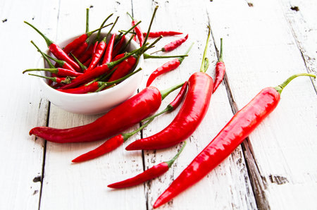 Pepper on white wooden floorのeditorial素材