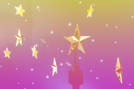 The board of the night sky, the stars are made of plastic, and the pastel.の写真素材