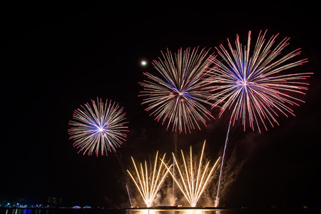 New Year\'s fireworks celebration of the old year and the new year.の写真素材