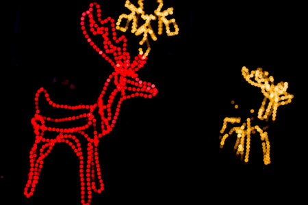 The decorative lamps to make a deer out of focus blur bokeh.の写真素材