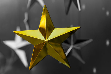 The scenes with the paper with a star made of plastic but black and white and color performance.の写真素材